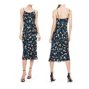 ✨Joie Sz XS floral satin Dress with gentle cowl straight neckline✨